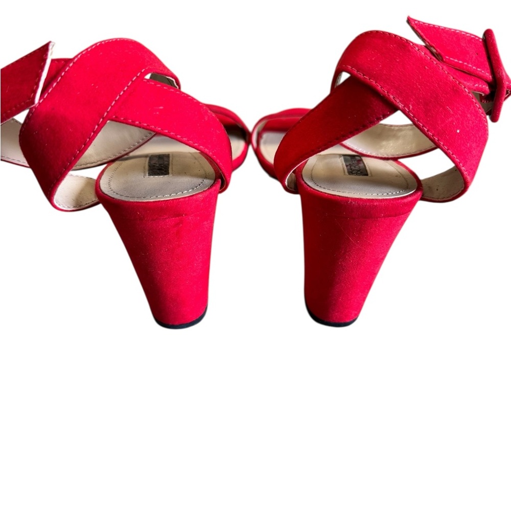 Bcbgeneration Open Toe Ankle Strap Red Heels Size… - image 4